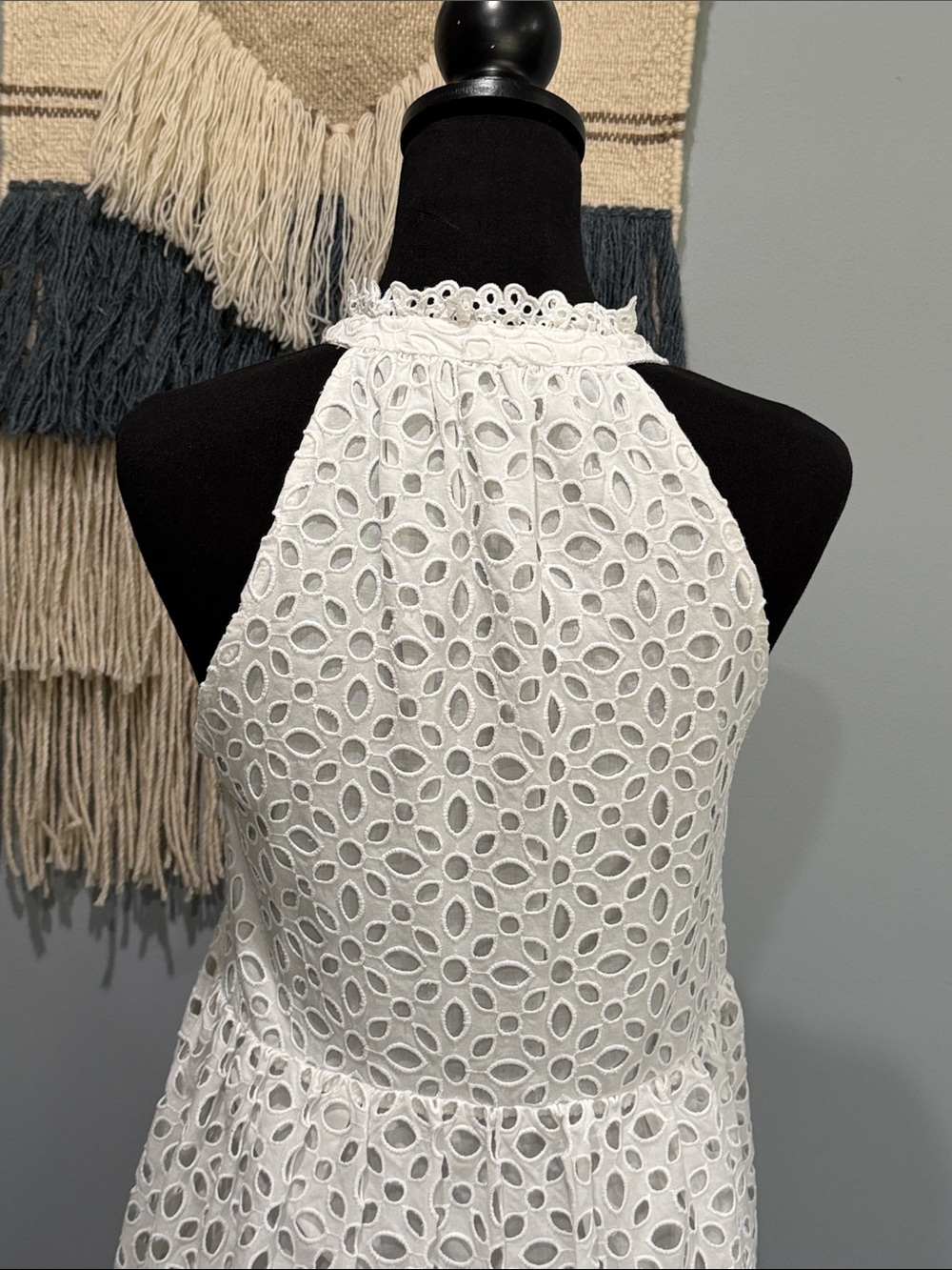 J.Crew White Eyelet Halter Dress Embroidered Summer Mini Dress Size S - Picture 8 of 15